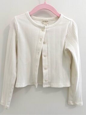 Crewcuts Off-White Ribbed Button-Front Top 4/5